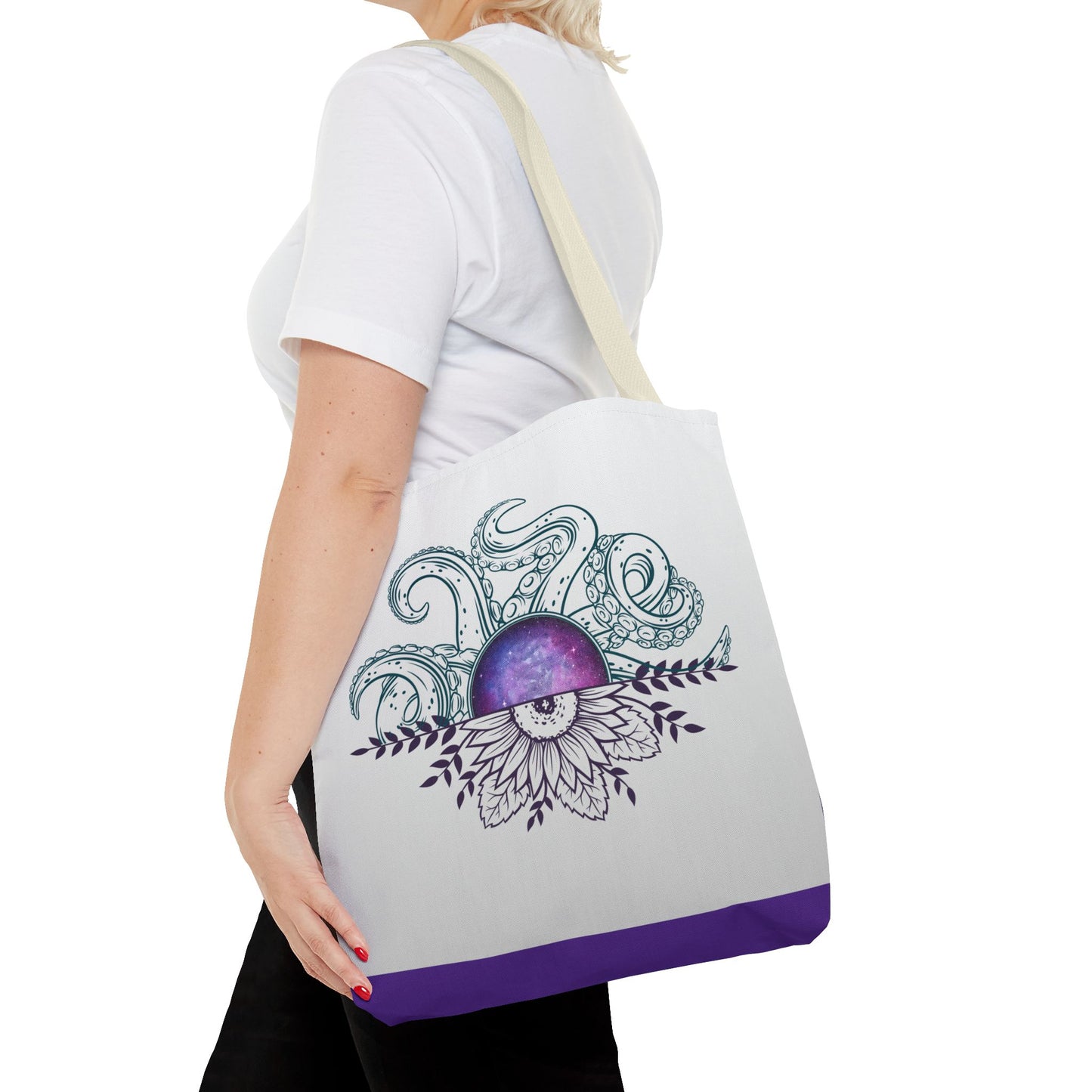 Whimsical Octopus Floral Tote Bag, Beach Bag, Grocery Tote, Eco-Friendly Bag, Gift for Ocean Lovers, Unique Art Carryall