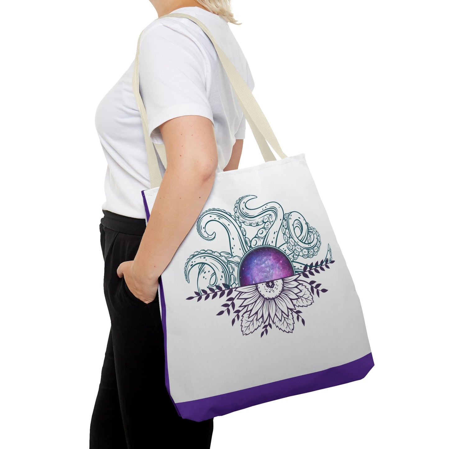 Whimsical Octopus Floral Tote Bag, Beach Bag, Grocery Tote, Eco-Friendly Bag, Gift for Ocean Lovers, Unique Art Carryall