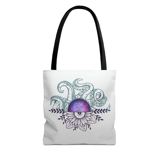 Whimsical Octopus Floral Tote Bag, Beach Bag, Grocery Tote, Eco-Friendly Bag, Gift for Ocean Lovers, Unique Art Carryall
