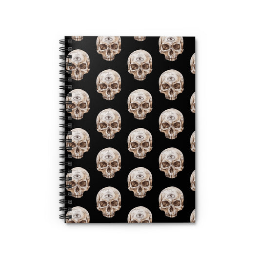 Skull Pattern Spiral Notebook – Ruled Journal for Gothic, Halloween & Everyday Notes