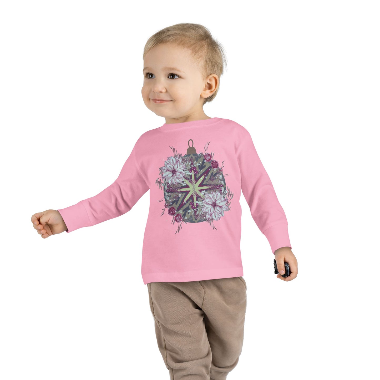 Toddler Long Sleeve Tee — Floral Starburst Ornament Graphic