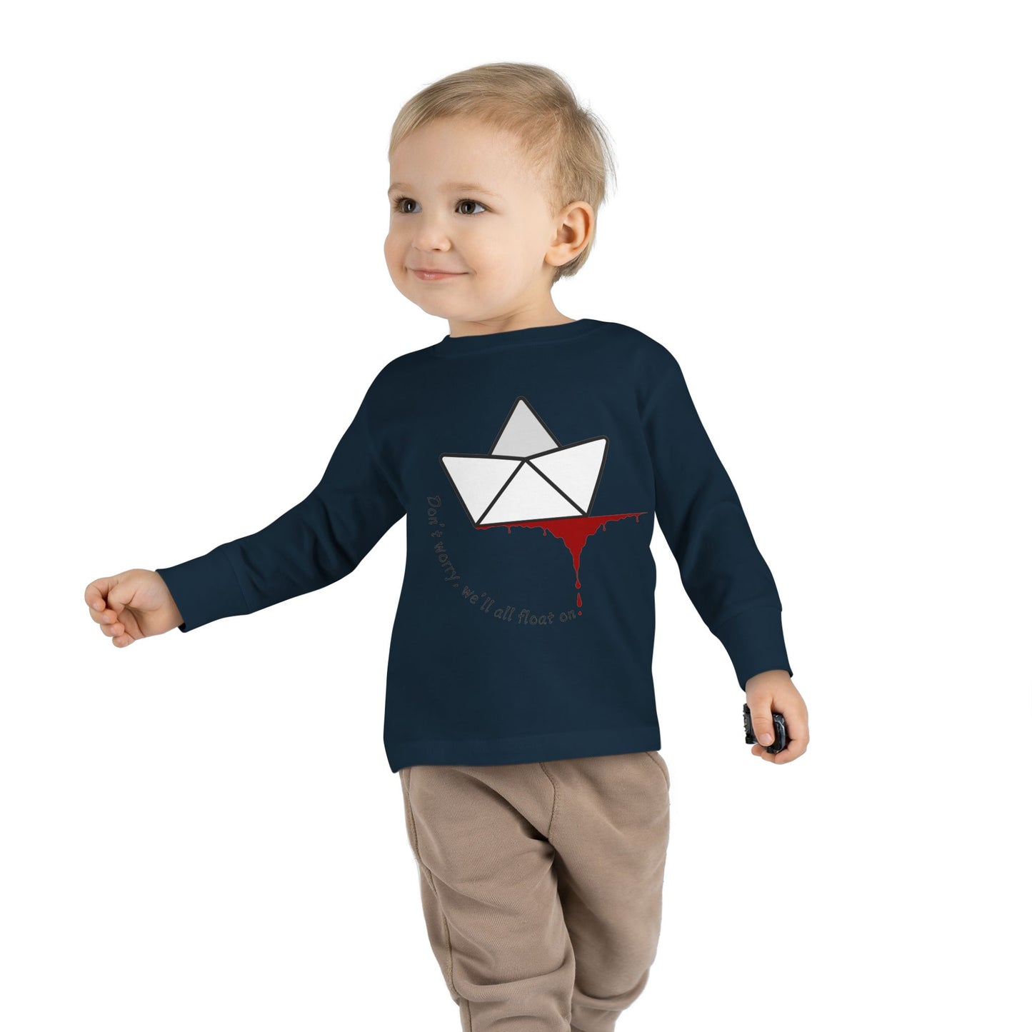 Whimsical Toddler Long Sleeve Tee with Unique Boat Design, Kids' Fashion, Playful Gift, Toddler Apparel, Fun Birthday Gift, Everyday Wear
