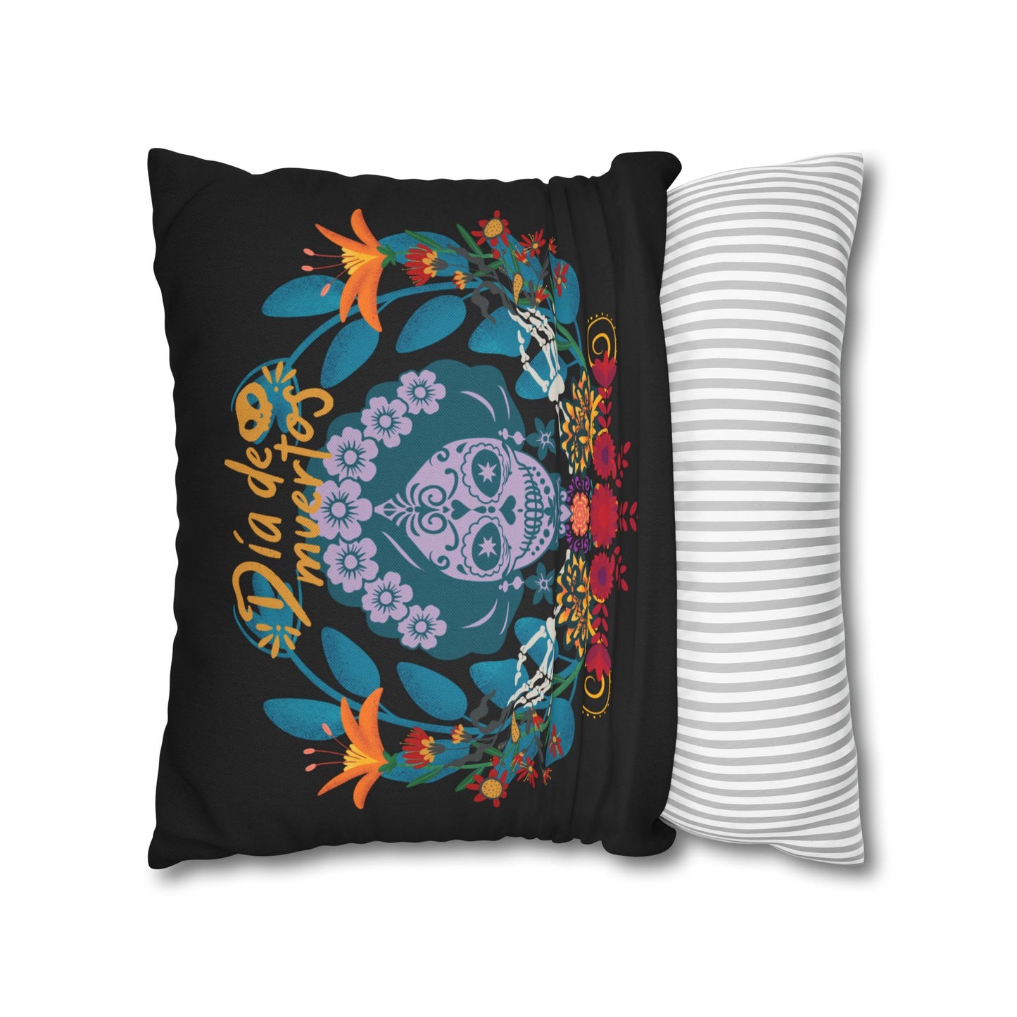 Day of the Dead Pillowcase, Decorative Cushion Cover, Halloween Decor, Mexican Celebration, Sugar Skull Bedding