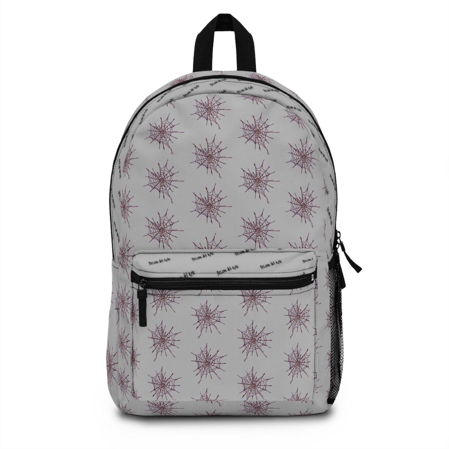 Light Grey and Red Heart Web Backpack for Students, Stylish School Bag, Art Tote, Unique Gift for Teens, Boho Travel Accessory