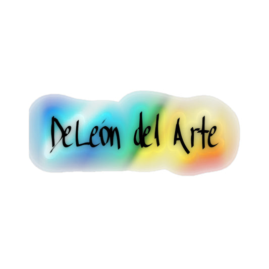 DeLeon del Arte logo Holographic Die-cut Stickers - Colorful Art Decals for Skateboards, Laptops, Water Bottles, Journals, Gifts, and Decorating