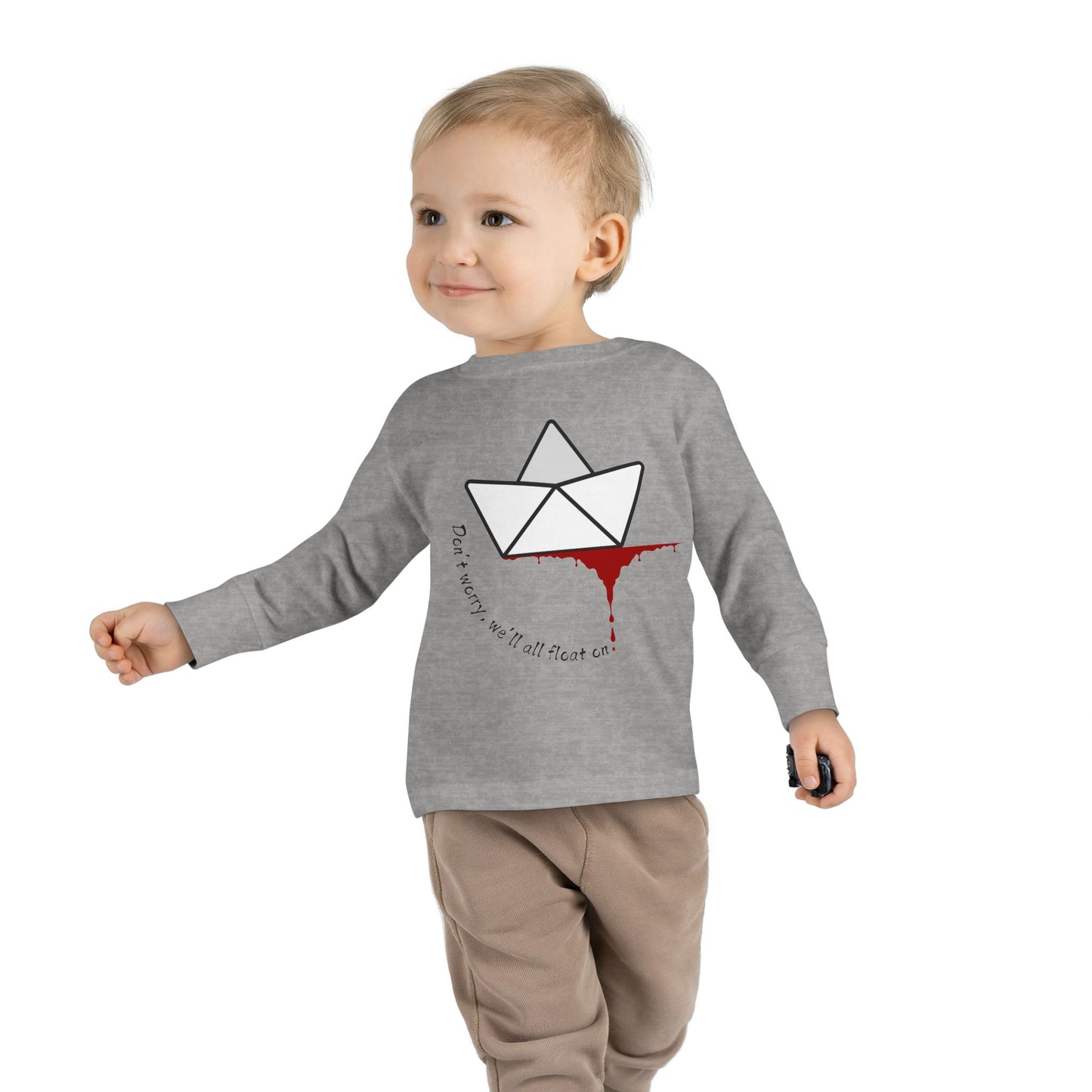Whimsical Toddler Long Sleeve Tee with Unique Boat Design, Kids' Fashion, Playful Gift, Toddler Apparel, Fun Birthday Gift, Everyday Wear
