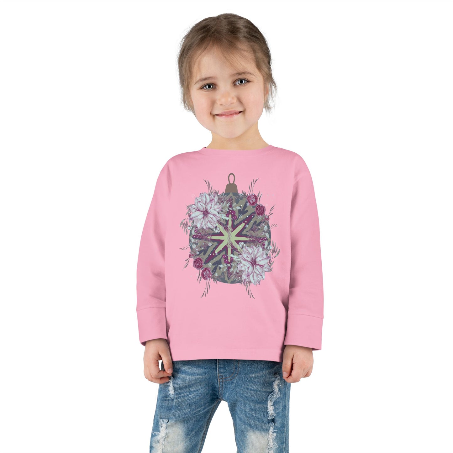 Toddler Long Sleeve Tee — Floral Starburst Ornament Graphic