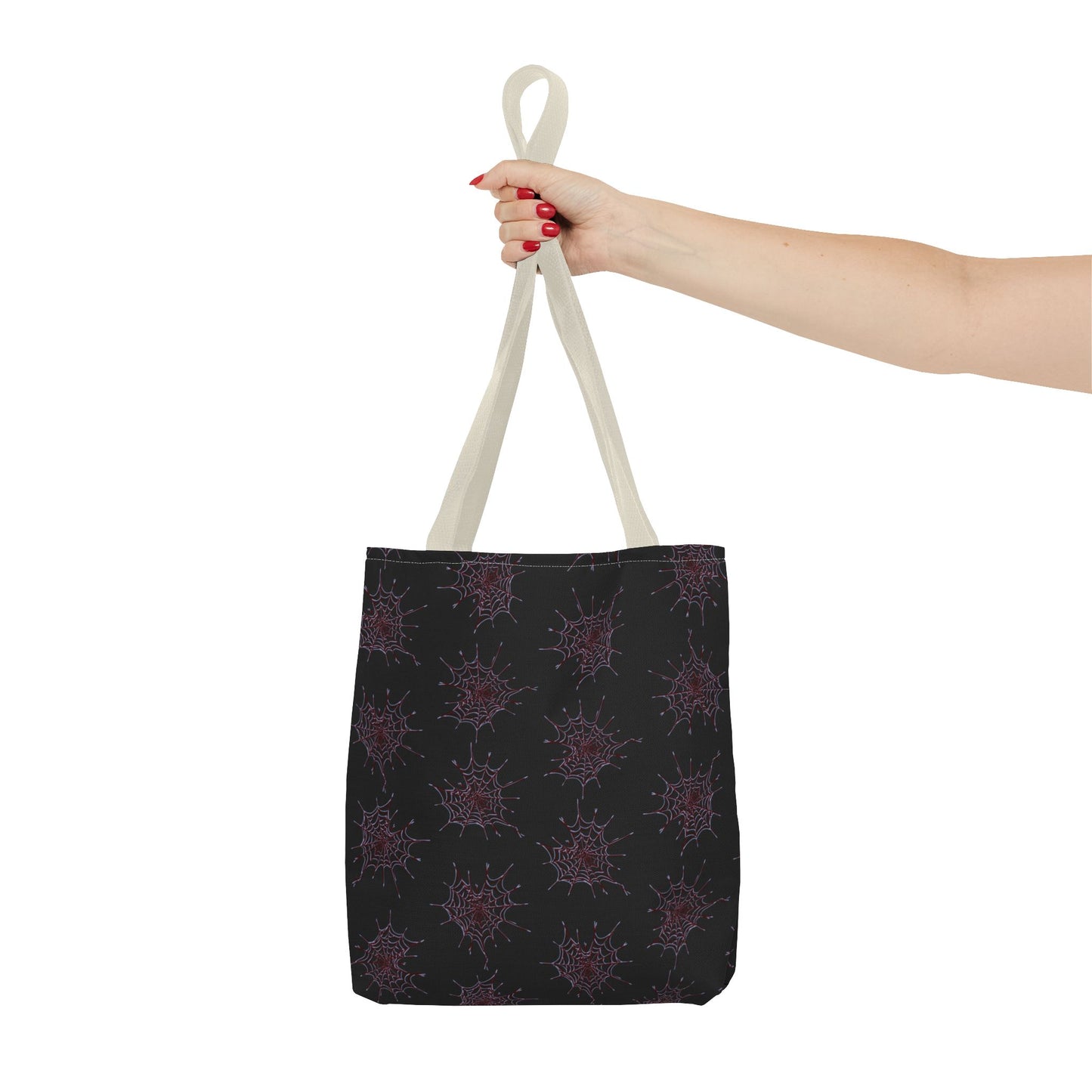 Chic Black and red Heart Web Tote Bag, Stylish Grocery Bag, Eco-Friendly Shopping Tote, Gift Bag for Her, Casual Beach Bag