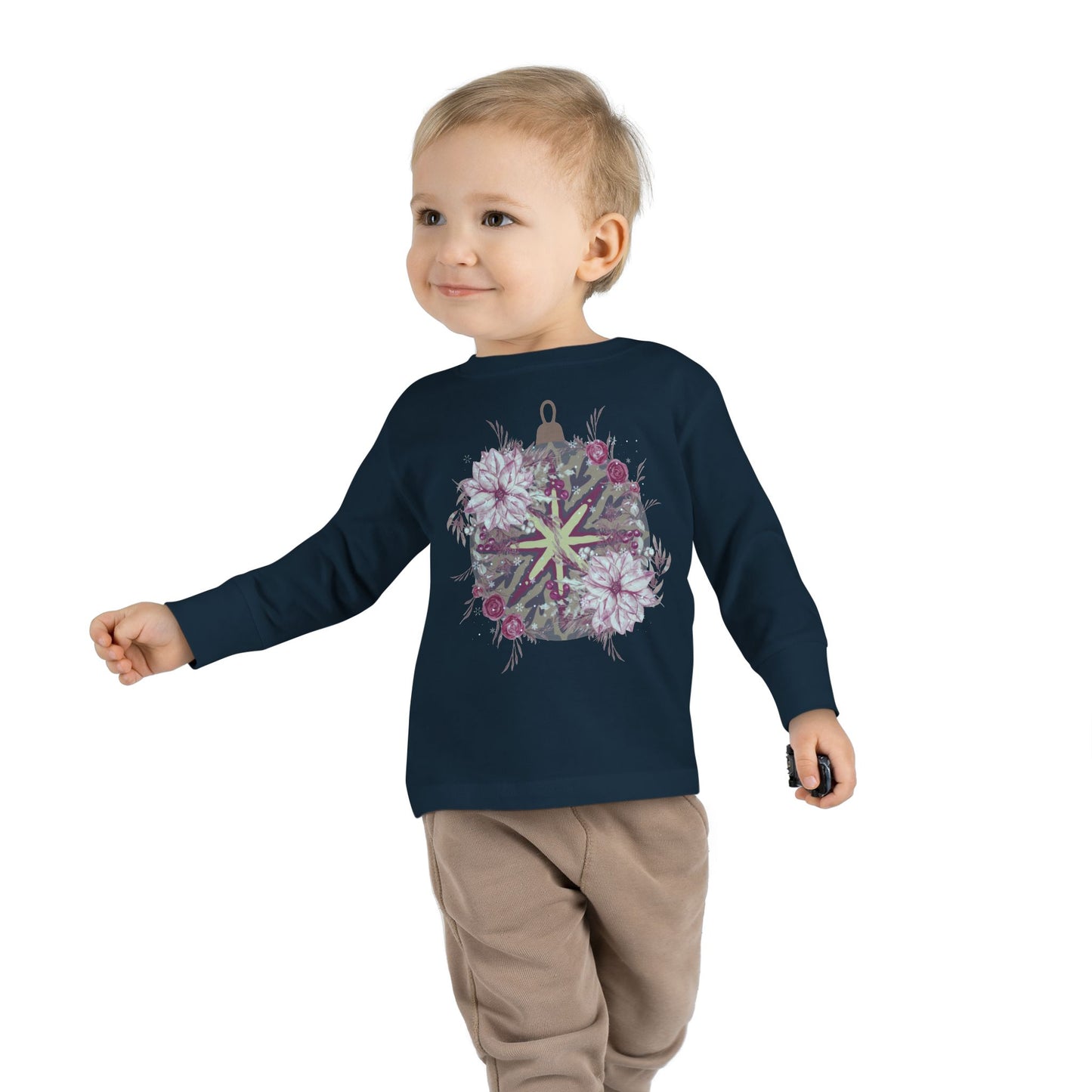 Toddler Long Sleeve Tee — Floral Starburst Ornament Graphic