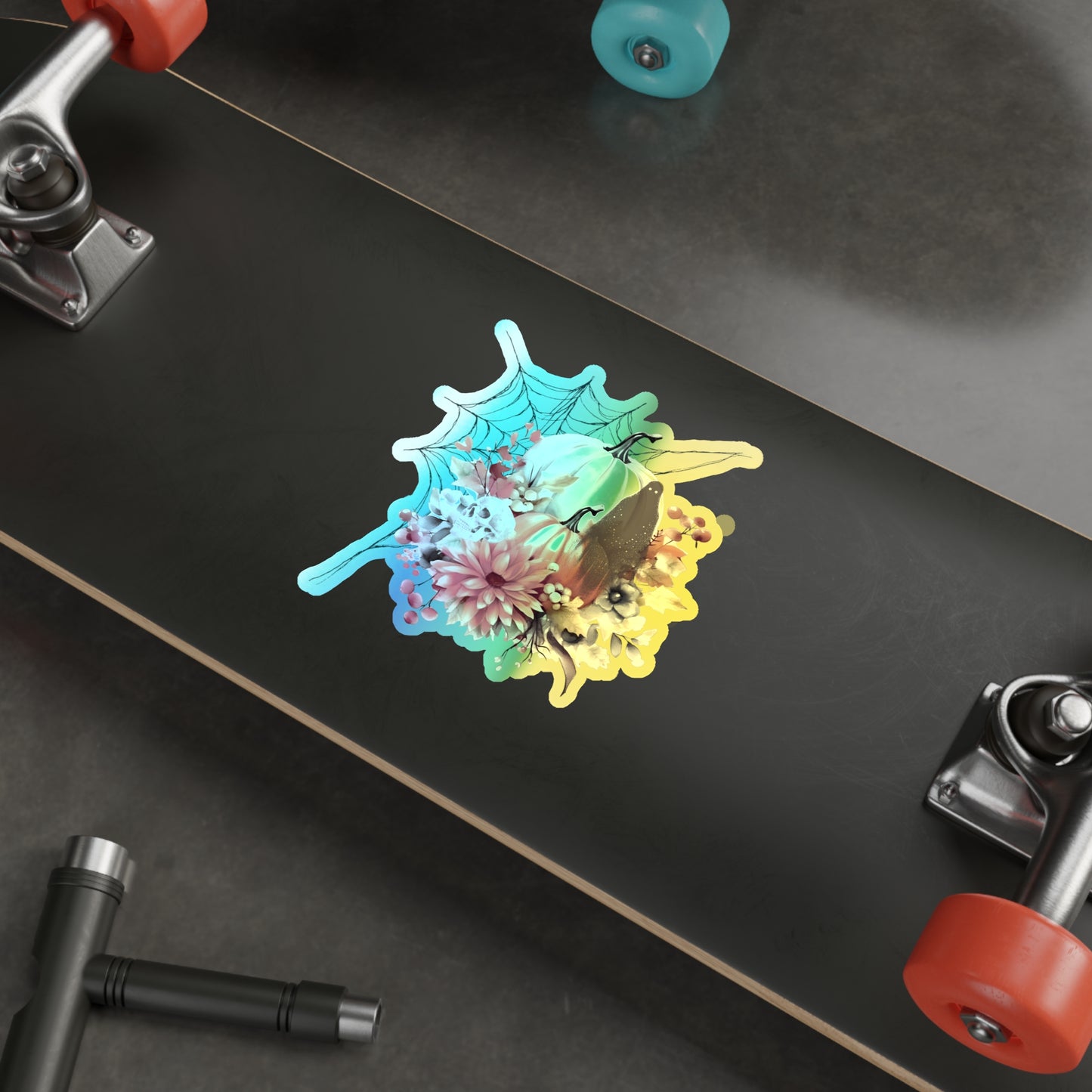 Holographic Halloween Stickers | Die-Cut Floral Pumpkin Stickers | Fall Decorations, Kids Party Favors, Scrapbooking, Skateboard [...]