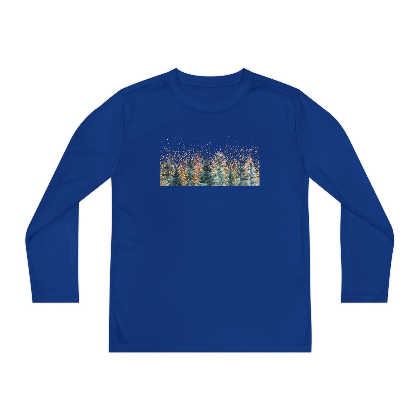 Youth Long Sleeve Tee - Watercolor Pine Forest Graphic