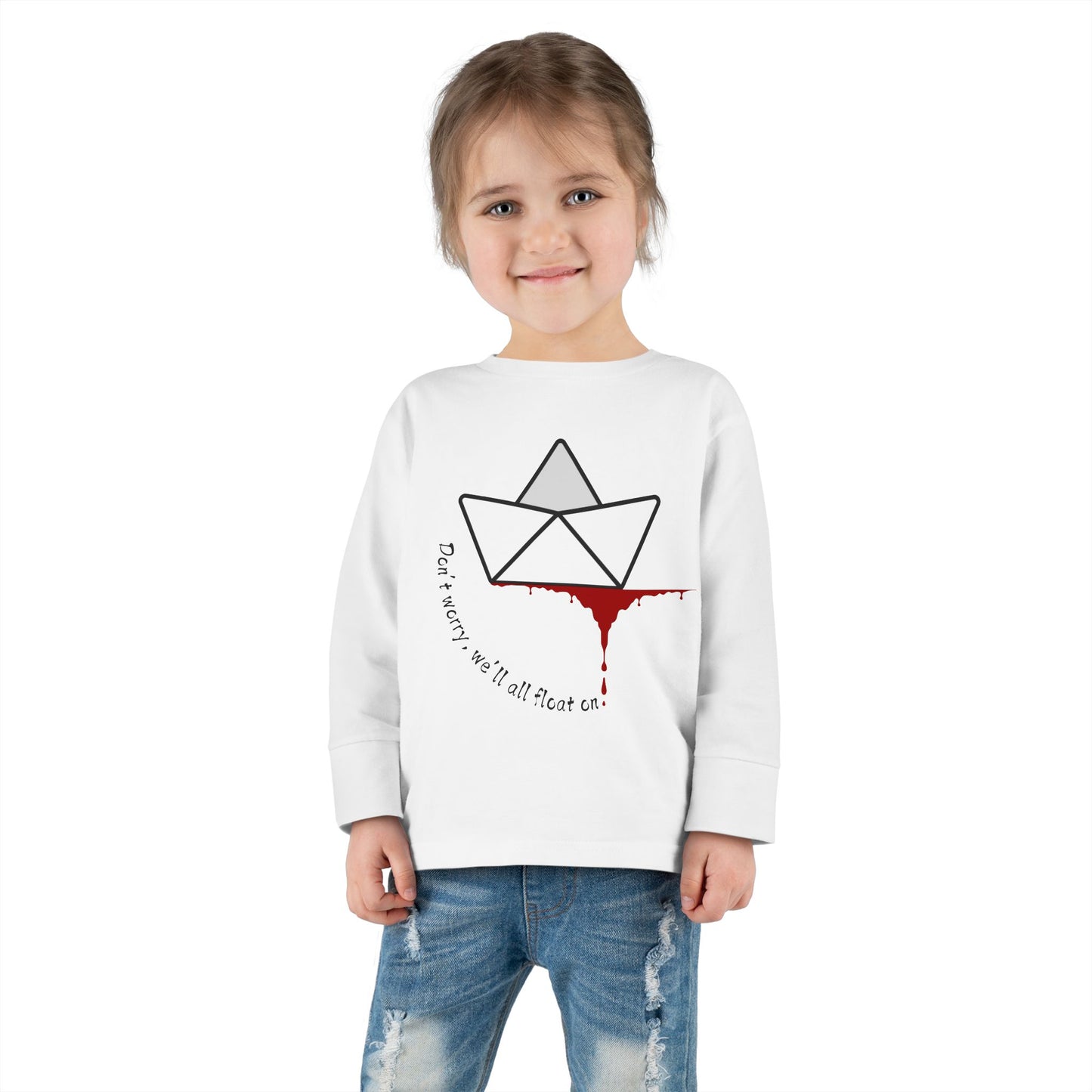 Whimsical Toddler Long Sleeve Tee with Unique Boat Design, Kids' Fashion, Playful Gift, Toddler Apparel, Fun Birthday Gift, Everyday Wear