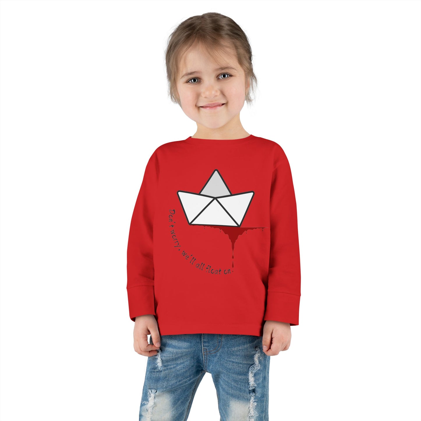 Whimsical Toddler Long Sleeve Tee with Unique Boat Design, Kids' Fashion, Playful Gift, Toddler Apparel, Fun Birthday Gift, Everyday Wear