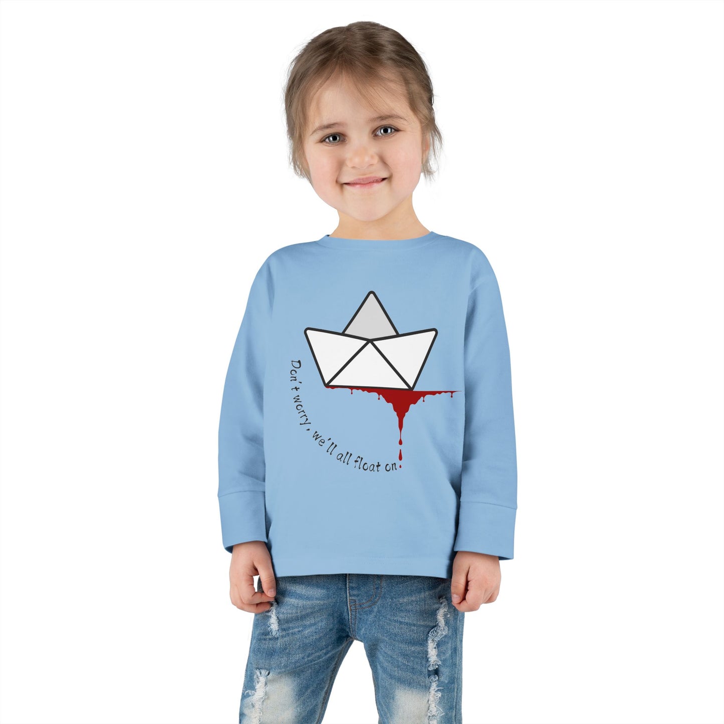 Whimsical Toddler Long Sleeve Tee with Unique Boat Design, Kids' Fashion, Playful Gift, Toddler Apparel, Fun Birthday Gift, Everyday Wear