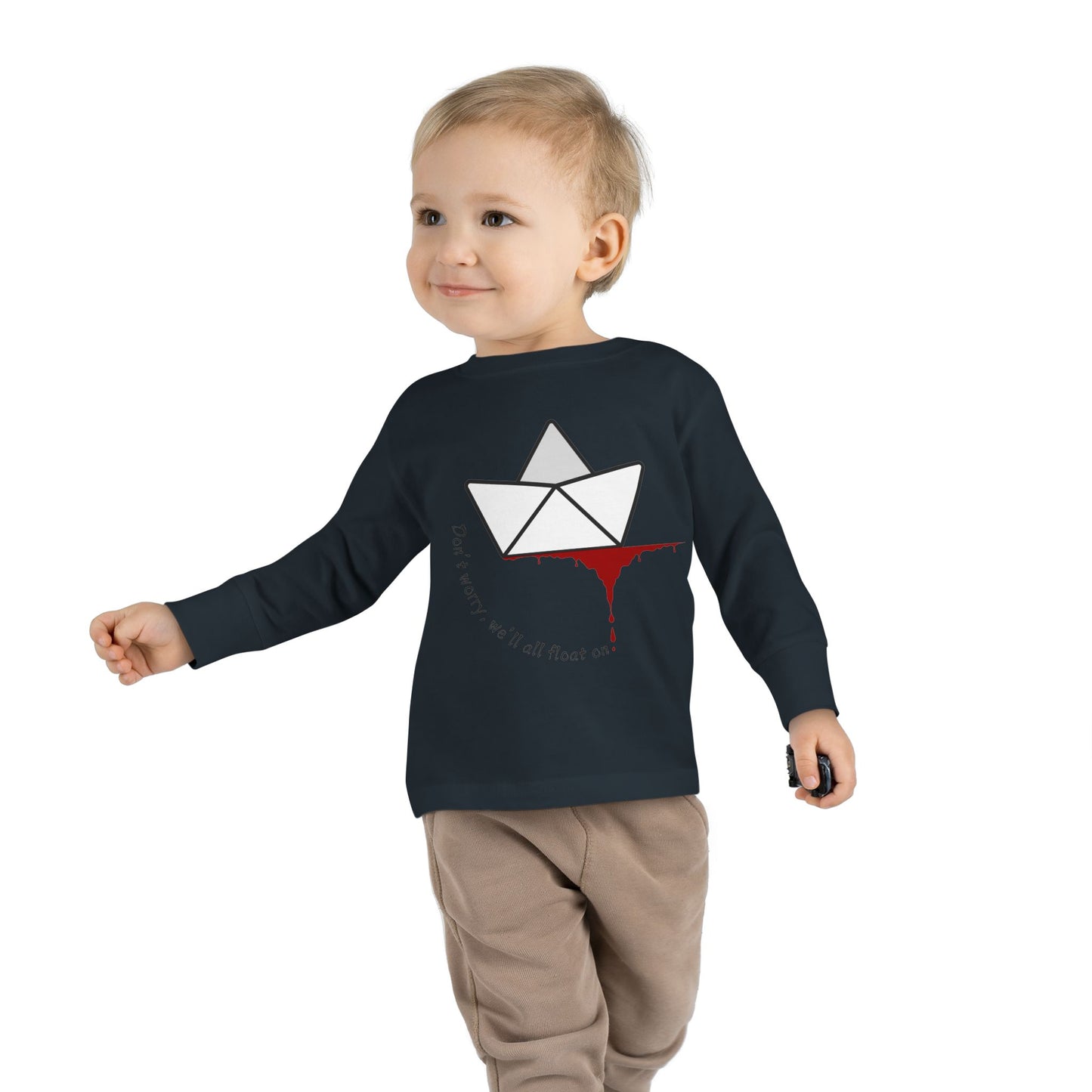 Whimsical Toddler Long Sleeve Tee with Unique Boat Design, Kids' Fashion, Playful Gift, Toddler Apparel, Fun Birthday Gift, Everyday Wear