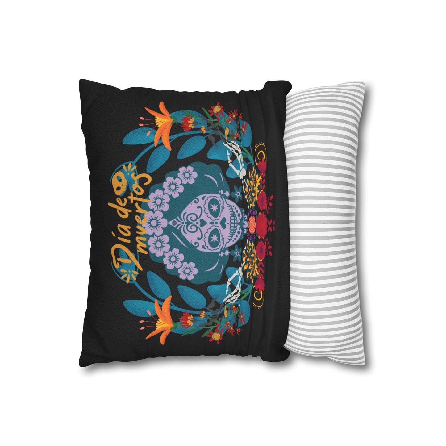 Day of the Dead Pillowcase, Decorative Cushion Cover, Halloween Decor, Mexican Celebration, Sugar Skull Bedding