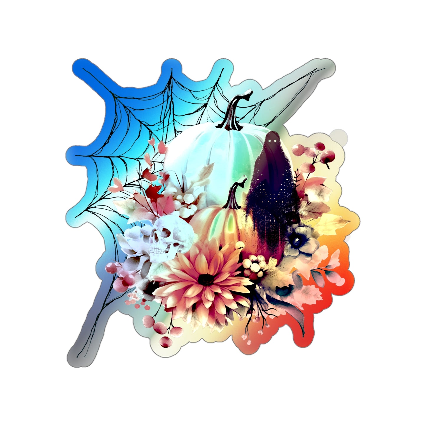Holographic Halloween Stickers | Die-Cut Floral Pumpkin Stickers | Fall Decorations, Kids Party Favors, Scrapbooking, Skateboard [...]