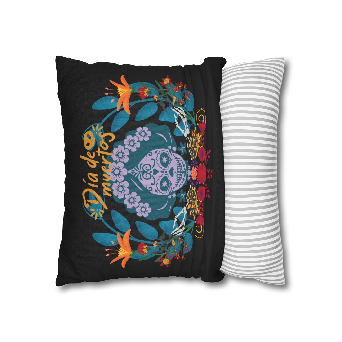 Day of the Dead Pillowcase, Decorative Cushion Cover, Halloween Decor, Mexican Celebration, Sugar Skull Bedding