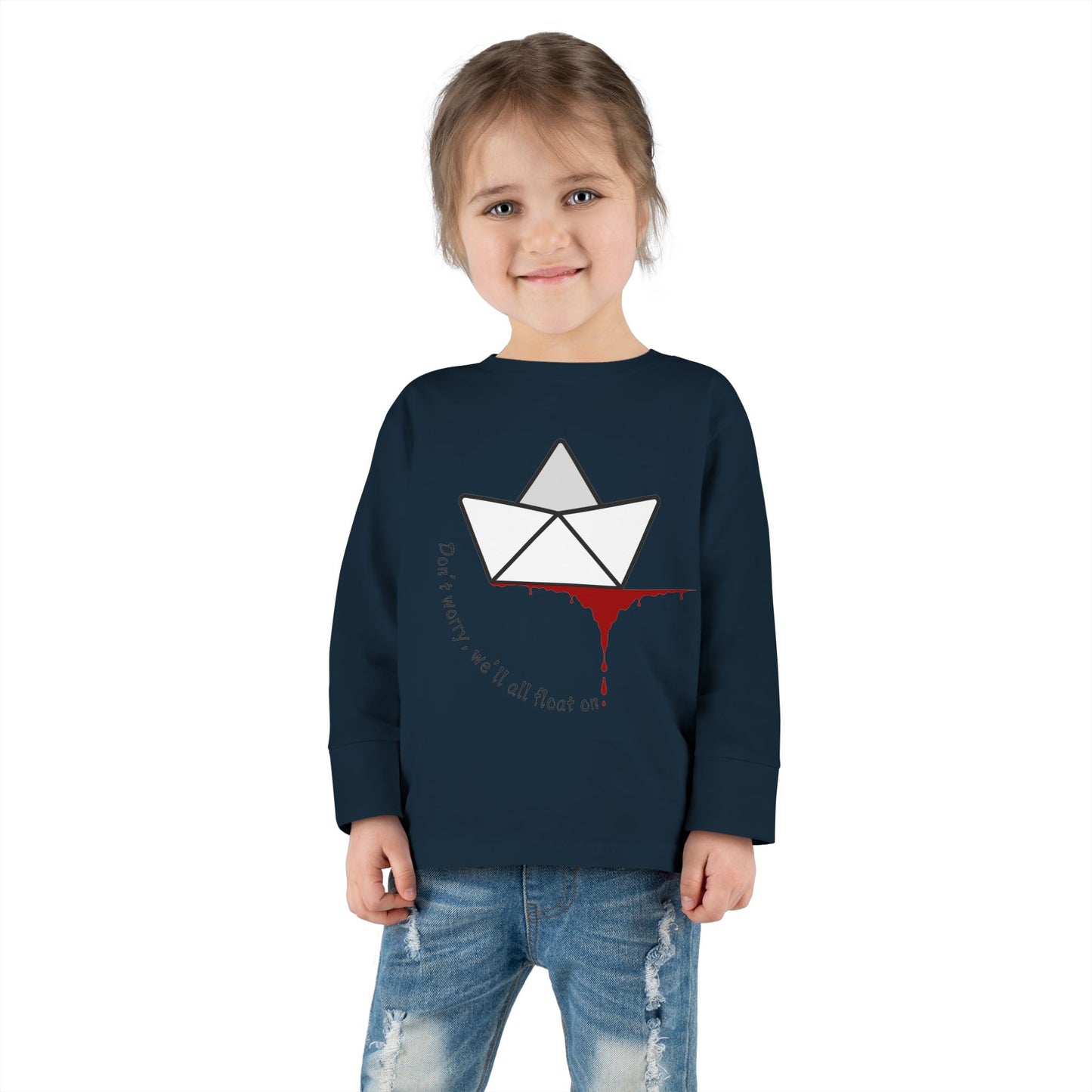 Whimsical Toddler Long Sleeve Tee with Unique Boat Design, Kids' Fashion, Playful Gift, Toddler Apparel, Fun Birthday Gift, Everyday Wear