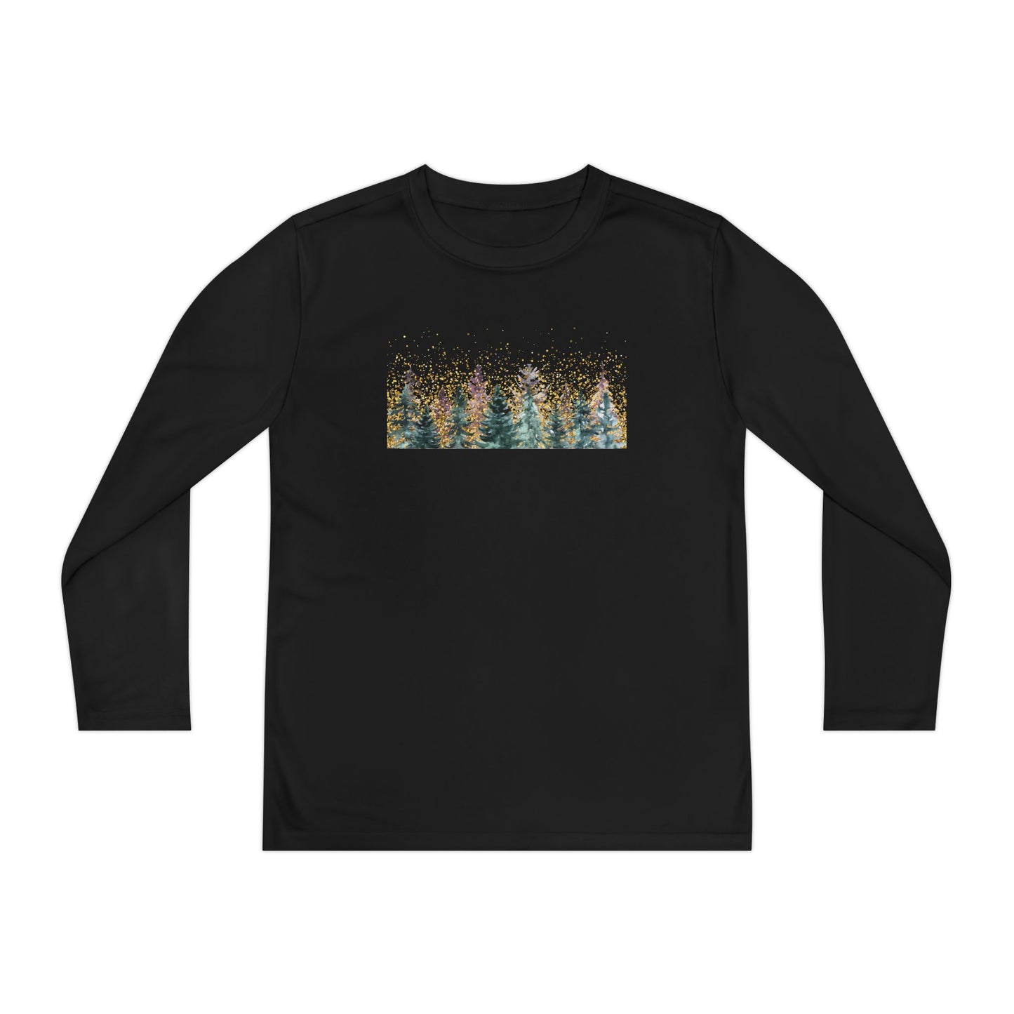 Youth Long Sleeve Tee - Watercolor Pine Forest Graphic