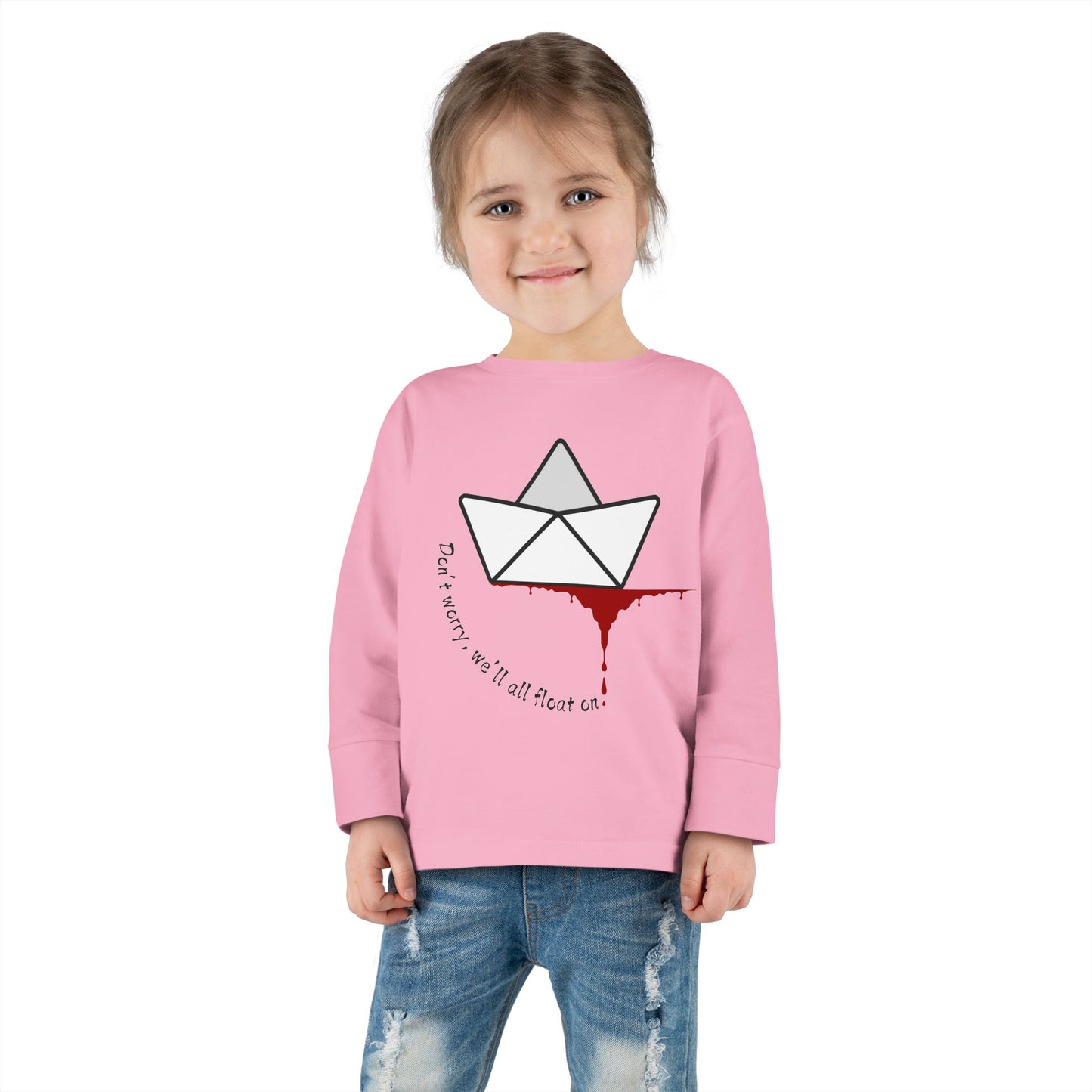 Whimsical Toddler Long Sleeve Tee with Unique Boat Design, Kids' Fashion, Playful Gift, Toddler Apparel, Fun Birthday Gift, Everyday Wear
