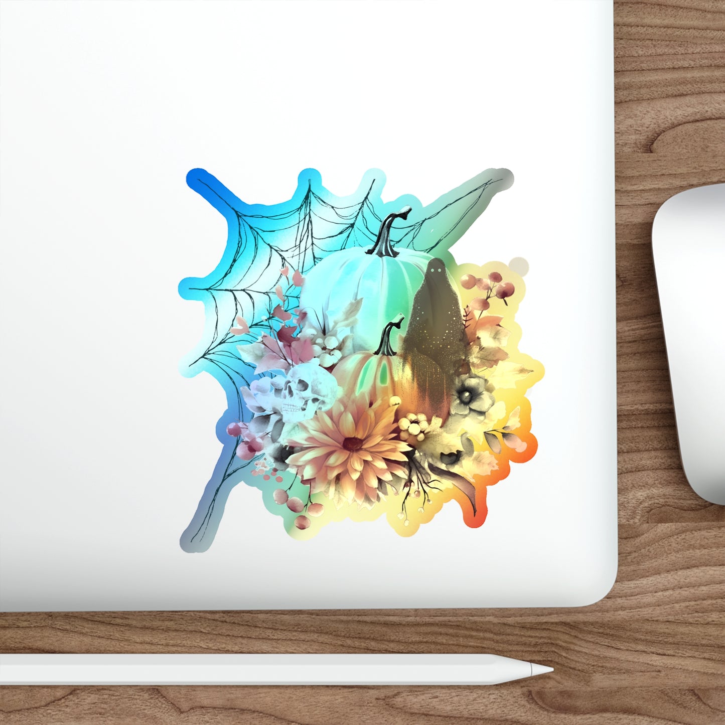 Holographic Halloween Stickers | Die-Cut Floral Pumpkin Stickers | Fall Decorations, Kids Party Favors, Scrapbooking, Skateboard [...]