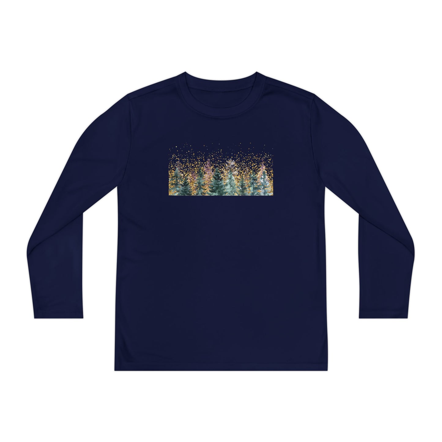 Youth Long Sleeve Tee - Watercolor Pine Forest Graphic