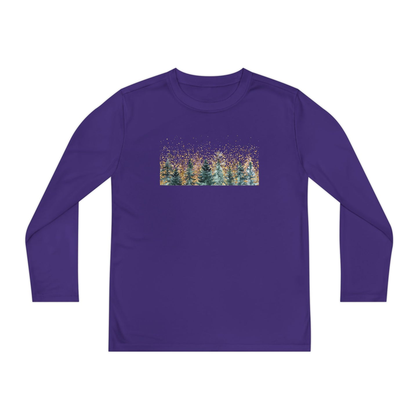Youth Long Sleeve Tee - Watercolor Pine Forest Graphic