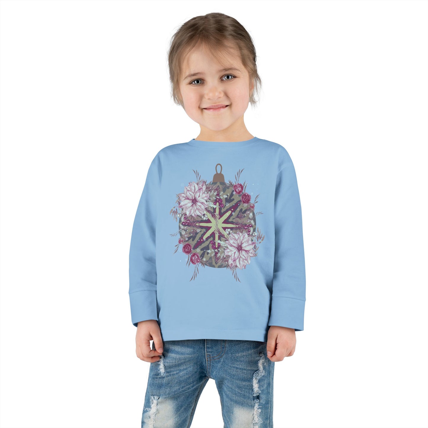 Toddler Long Sleeve Tee — Floral Starburst Ornament Graphic