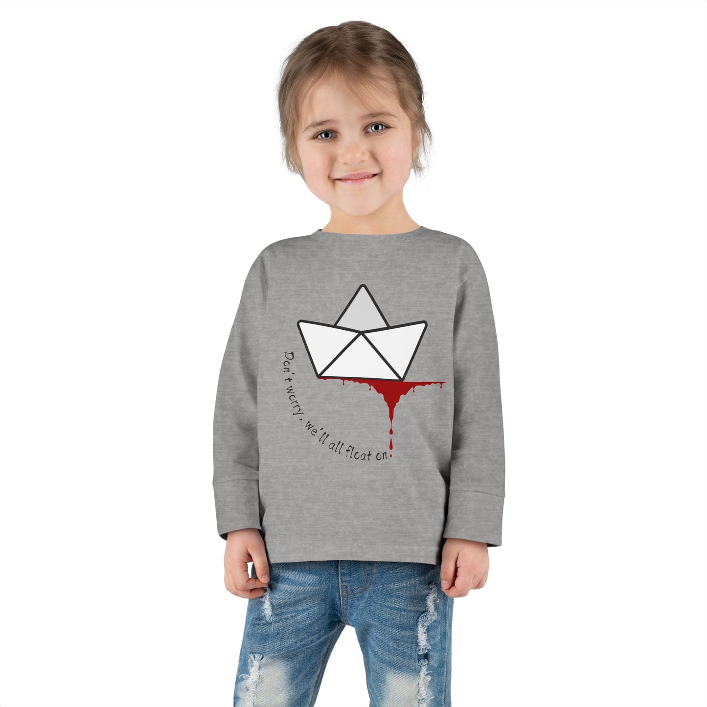 Whimsical Toddler Long Sleeve Tee with Unique Boat Design, Kids' Fashion, Playful Gift, Toddler Apparel, Fun Birthday Gift, Everyday Wear