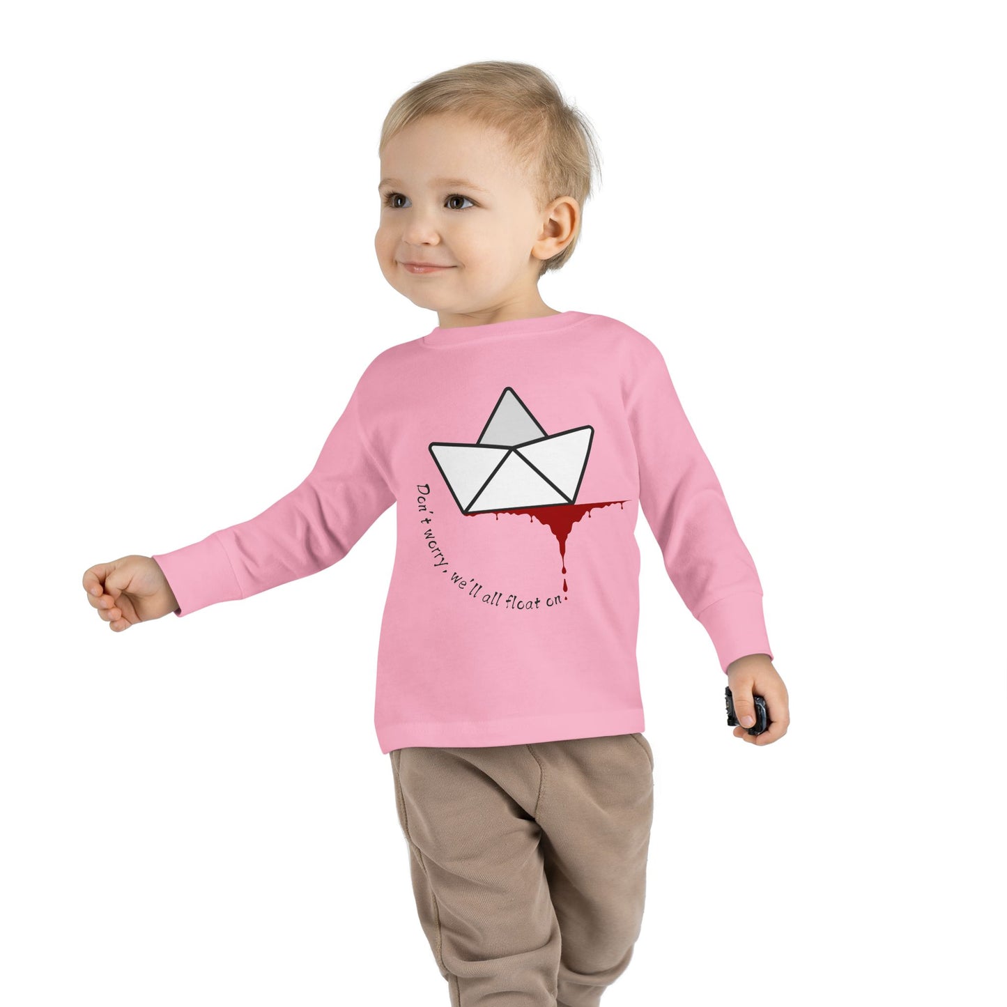 Whimsical Toddler Long Sleeve Tee with Unique Boat Design, Kids' Fashion, Playful Gift, Toddler Apparel, Fun Birthday Gift, Everyday Wear