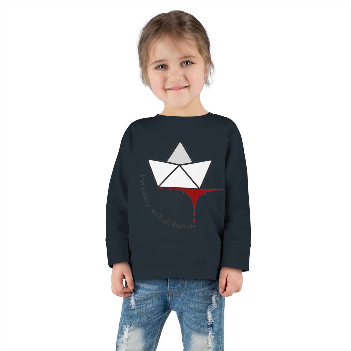 Whimsical Toddler Long Sleeve Tee with Unique Boat Design, Kids' Fashion, Playful Gift, Toddler Apparel, Fun Birthday Gift, Everyday Wear