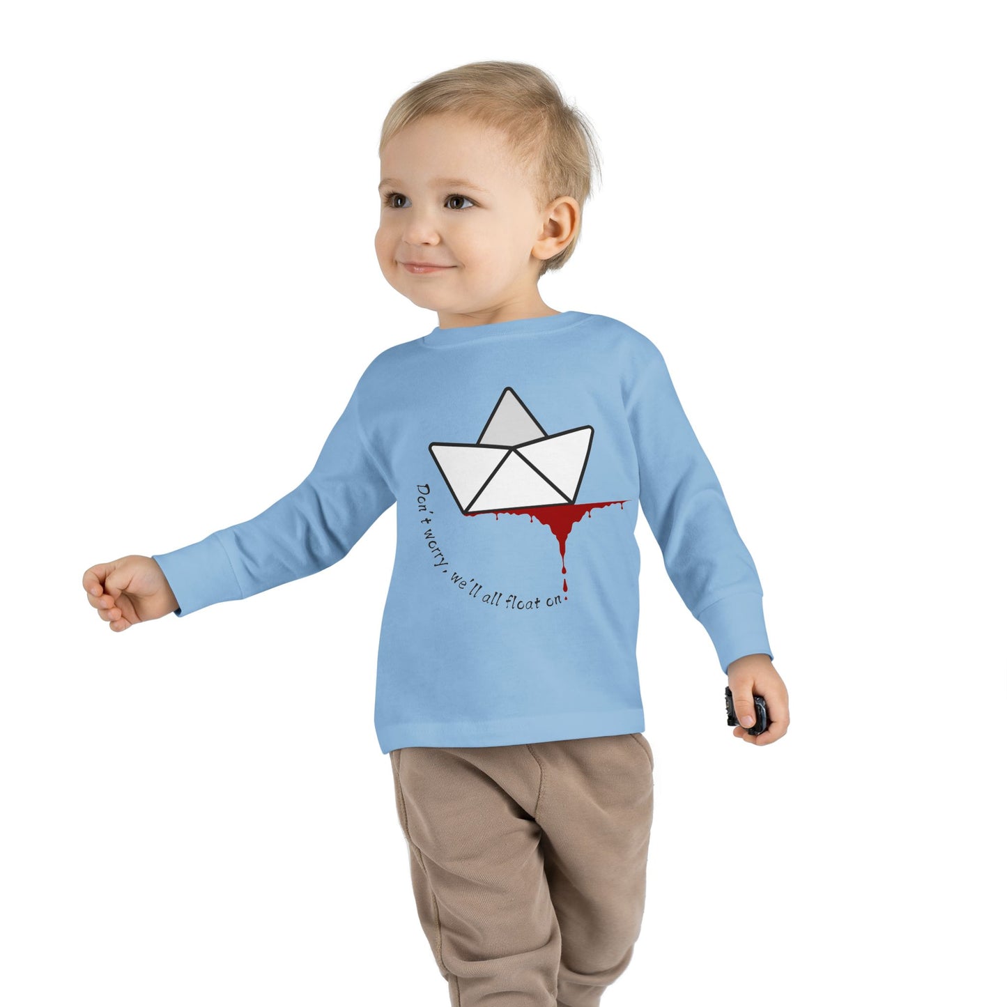 Whimsical Toddler Long Sleeve Tee with Unique Boat Design, Kids' Fashion, Playful Gift, Toddler Apparel, Fun Birthday Gift, Everyday Wear