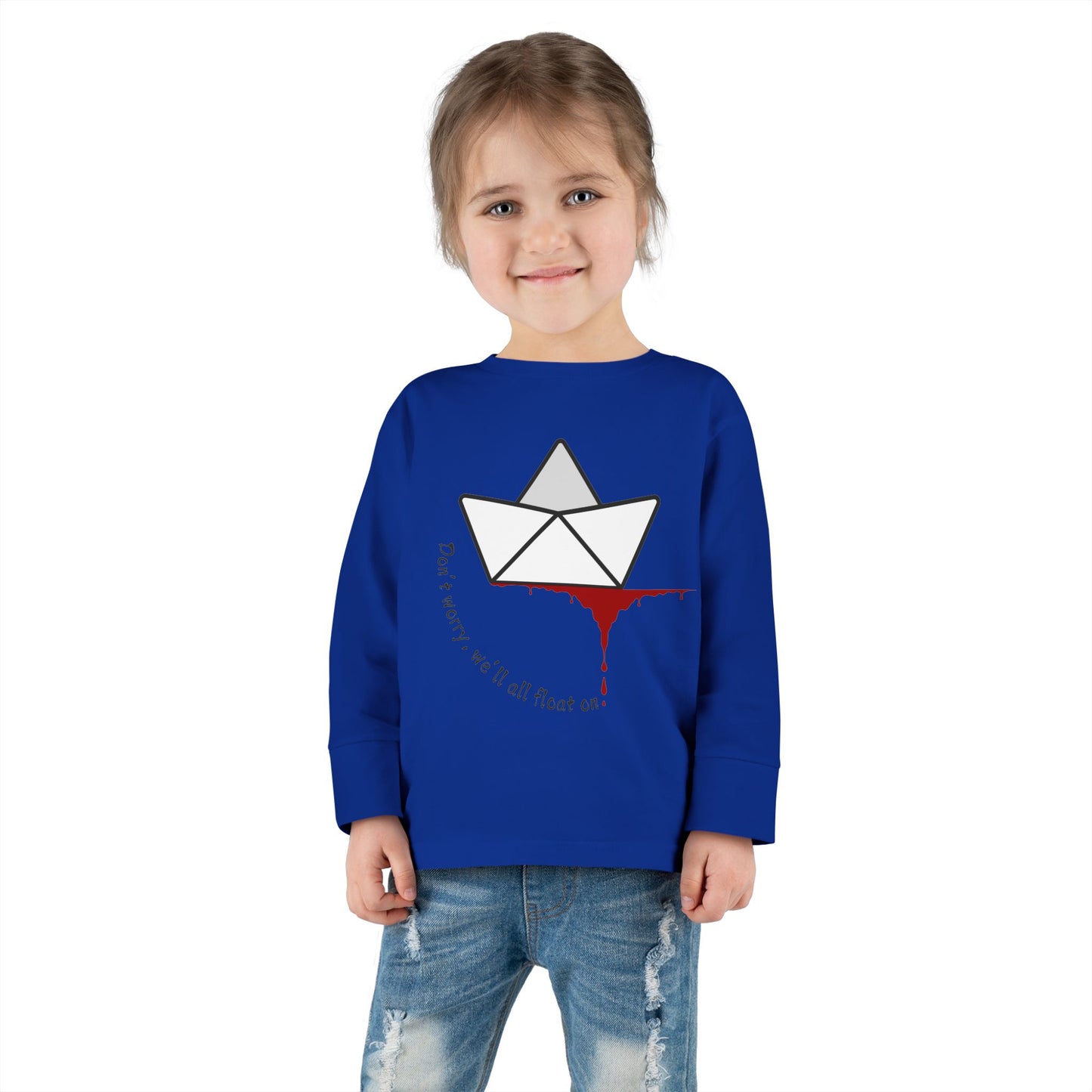 Whimsical Toddler Long Sleeve Tee with Unique Boat Design, Kids' Fashion, Playful Gift, Toddler Apparel, Fun Birthday Gift, Everyday Wear