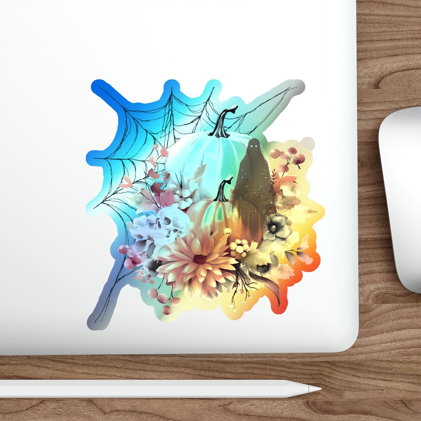 Holographic Halloween Stickers | Die-Cut Floral Pumpkin Stickers | Fall Decorations, Kids Party Favors, Scrapbooking, Skateboard [...]