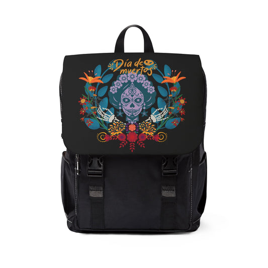 Dia de Muertos Unisex Backpack - Casual Floral Skull Design
